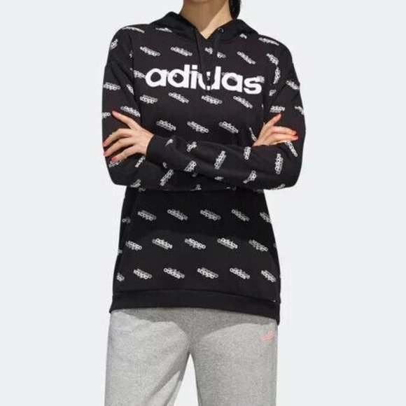 adidas Tops - Adidas Sport Inspired Women's Black White Favorites Comfy Hoodie Size xs FN0942